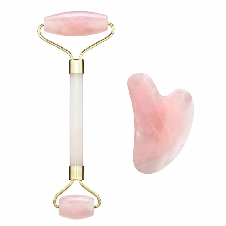 Rosen Quartz Face Roller Og Hjerteformet Gua Sha